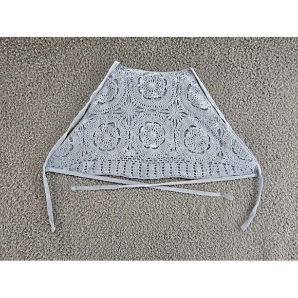 Vintage Y2K 90s Crochet Halter Top Womens Small Blue Shirt Hippie Fairy Summer - Picture 1 of 5